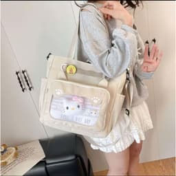 Túi tote đeo vai nữ phong cách Hàn Quốc – Ngăn trong rộng, kèm ngăn mica trưng bày charm siêu xinh 4
