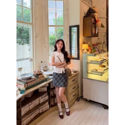 [Erosska]- Giày búp bê nữ ballet core mũi vuông, quai ngang phối khóa cao 1cm  - EL084 3