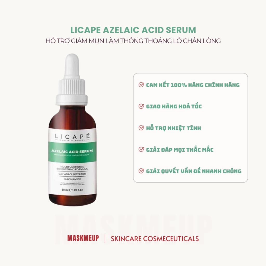 Serum LICAPÈ Azelaic Acid - Hỗ trợ giảm mụn và thông thoáng lỗ chân lông 30ml