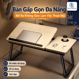 [Tặng bình giữ nhiệt & Kẹp giấy] Bàn Gấp Gọn Đa Năng Để Laptop Trên Giường, Bàn Học Đọc Sách Có Khay 5