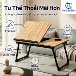 [Tặng bình giữ nhiệt & Kẹp giấy] Bàn Gấp Gọn Đa Năng Để Laptop Trên Giường, Bàn Học Đọc Sách Có Khay 4