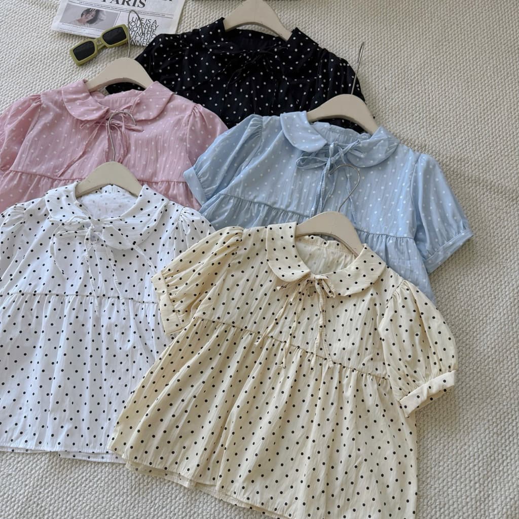ÁO BABYDOLL CỔ SEN PETTER PAN TAY BỒNG XINH XẮN TIỂU THƯ CHO NỮ m6056
