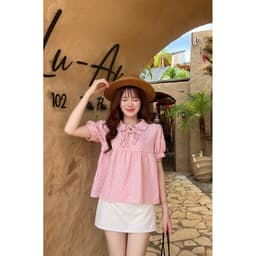 ÁO BABYDOLL CỔ SEN PETTER PAN TAY BỒNG XINH XẮN TIỂU THƯ CHO NỮ m6056 9