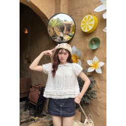 ÁO BABYDOLL VIỀN BÈO 2 LỚP CỔ PETER PAN FORM RỘNG TIỂU THƯ CHO NỮ m6057 7