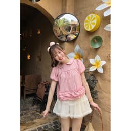 ÁO BABYDOLL VIỀN BÈO 2 LỚP CỔ PETER PAN FORM RỘNG TIỂU THƯ CHO NỮ m6057 6