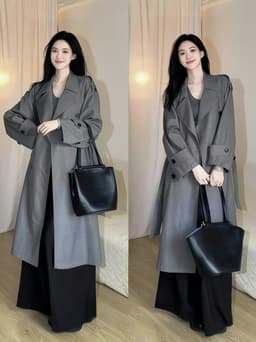 Áo Khoác Dài Nữ Form Rộng Măng Tô Kaki Phong Cách Ulzzang Hàn Quốc Hot Trend Chali AZ809 2