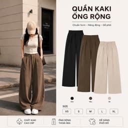 Quần Ống Rộng Nữ Kaki Nhật Cao Cấp Cạp Khóa Chun Sau Form Trẻ Trung Hack Dáng m59 1