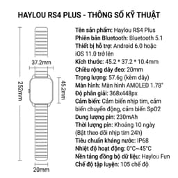 [TẶNG 2 MIẾNG DÁN MÀN HÌNH] Haylou RS4 Plus Đồng Hồ Thông Minh AMOLED 1.78 inch, đo nhịp tim, SpO2 2