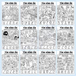 Set 50 tranh rèn tính quan sát tô màu tìm hình ẩn luyện kiên nhẫn cho bé mầm non tiểu học - POMI 4