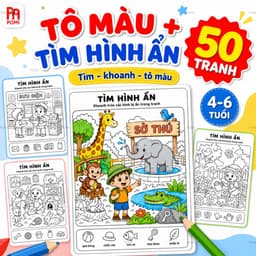 Set 50 tranh rèn tính quan sát tô màu tìm hình ẩn luyện kiên nhẫn cho bé mầm non tiểu học - POMI 1