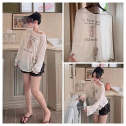 ( HÀNG QC ) Áo Phông Giấy Dài Tay Kèm Dây Thỏ 1