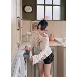 ( HÀNG QC ) Áo Phông Giấy Dài Tay Kèm Dây Thỏ 4