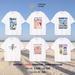 (Có áo trẻ em) Áo thun Biển Trắng Unisex cotton co giãn 4 chiều, form rộng vừa người, màu trắng ISEE VN 1