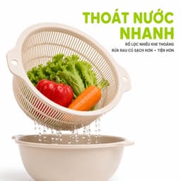 Bộ Chậu Rổ Lọc Thực Phẩm Hokori Thiết Kế Hai Trong Một Dễ Sử Dụng Hằng Ngày GD87 4