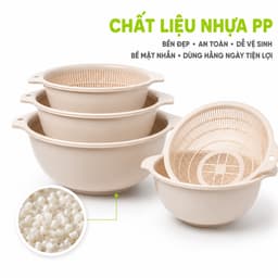Bộ Chậu Rổ Lọc Thực Phẩm Hokori Thiết Kế Hai Trong Một Dễ Sử Dụng Hằng Ngày GD87 7