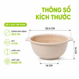Bộ Chậu Rổ Lọc Thực Phẩm Hokori Thiết Kế Hai Trong Một Dễ Sử Dụng Hằng Ngày GD87 6