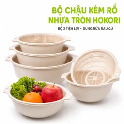 Bộ Chậu Rổ Lọc Thực Phẩm Hokori Thiết Kế Hai Trong Một Dễ Sử Dụng Hằng Ngày GD87 2