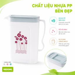 Ca Đựng Nước Có Quai Cầm Hokori Dung Tích 1800ML GD98 - Bình Nước Nhựa PP Hokori Trong Suốt 6082 7