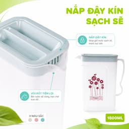 Ca Đựng Nước Có Quai Cầm Hokori Dung Tích 1800ML GD98 - Bình Nước Nhựa PP Hokori Trong Suốt 6082 3