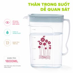 Ca Đựng Nước Có Quai Cầm Hokori Dung Tích 1800ML GD98 - Bình Nước Nhựa PP Hokori Trong Suốt 6082 4