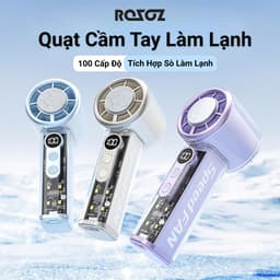 Quạt Cầm Tay Làm Lạnh Siêu Nhanh 100 Cấp Gió, Có Đèn LED, Pin Trâu 4-6H, Màn Hình LED Cao Cấp 1