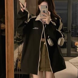 Áo Khoác Gió 2 Mặt APT Unisex Áo Khoác Dù From Rộng Chống Nước Nam Nữ Áo Khoác Cặp Đôi Cổ Đứng Thu Đông 1