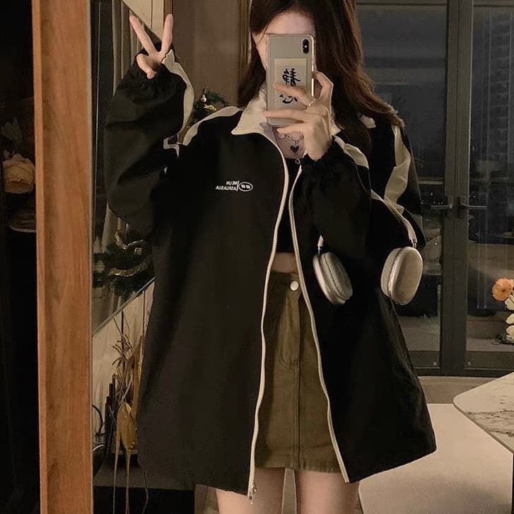 Áo Khoác Gió 2 Mặt APT Unisex Áo Khoác Dù From Rộng Chống Nước Nam Nữ Áo Khoác Cặp Đôi Cổ Đứng Thu Đông