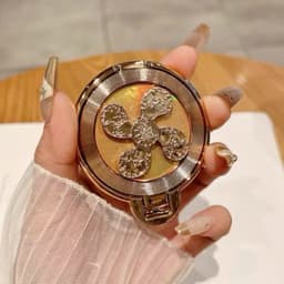 Giá Đỡ Điện Thoại Dạng Nhẫn Xoay 360 Cỏ 4 Lá Đính Đá Sang Trọng Chống Rơi Kiêm Giá Đỡ Để Bàn 3