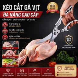 Kéo Cắt Gà VINALUXURY Thép Không Gỉ - Kéo Nhà Bếp Đa Chức Năng Để Cắt Thịt Và Xương(Giá Rẻ ) 1
