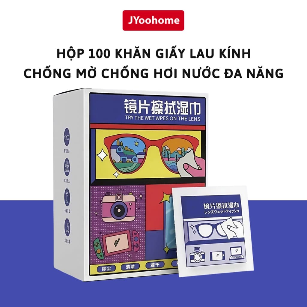 COMBO 3 Hộp 300 Tờ Khăn Lau Kính Nano JYoohome Chống Bám Hơi Nước Sương Mù Giấy Lau Kính Mắt