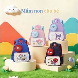 Balo Mầm Non Cho Bé 2-5 Tuổi Hình Kuromi My Melody Spiderman Ultraman Vải Oxford 28cm Chống Nước Nhẹ 1