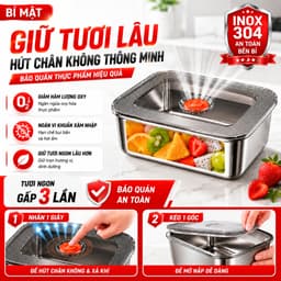[ HỎA TỐC - COMBO 10 HỘP ] Hộp Đựng Thực Phẩm 1500ML Chất Liệu Inox 304, Nắp Hút Chân Không Kín Mùi, Chống Tràn 3