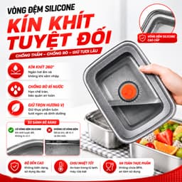 [ HỎA TỐC - COMBO 10 HỘP ] Hộp Đựng Thực Phẩm 1500ML Chất Liệu Inox 304, Nắp Hút Chân Không Kín Mùi, Chống Tràn 4
