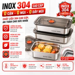 [ HỎA TỐC - COMBO 10 HỘP ] Hộp Đựng Thực Phẩm 1500ML Chất Liệu Inox 304, Nắp Hút Chân Không Kín Mùi, Chống Tràn 5