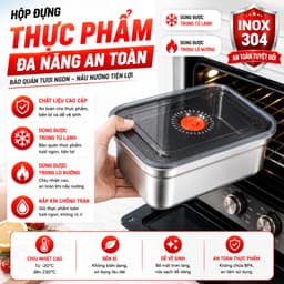 [ HỎA TỐC - COMBO 10 HỘP ] Hộp Đựng Thực Phẩm 1500ML Chất Liệu Inox 304, Nắp Hút Chân Không Kín Mùi, Chống Tràn 6