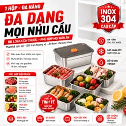 [ HỎA TỐC - COMBO 10 HỘP ] Hộp Đựng Thực Phẩm 1500ML Chất Liệu Inox 304, Nắp Hút Chân Không Kín Mùi, Chống Tràn 8