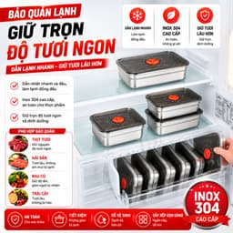 [ HỎA TỐC - COMBO 10 HỘP ] Hộp Đựng Thực Phẩm 1500ML Chất Liệu Inox 304, Nắp Hút Chân Không Kín Mùi, Chống Tràn 7