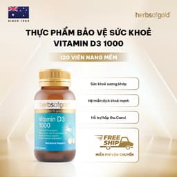[Hàng cty full va.t] Viên Uống Vitamin D3 Herbs of Gold 1000 IU – Hấp Thu Canxi & Xương Khỏe Mạnh – Hộp 120 Viên 1