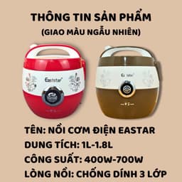Nồi Cơm Điện Eaststar VIP Chính Hãng 1L - 1.2L - 1.8L | Lòng Nồi Chống Dính Siêu Dày | Nấu Cơm Ngon | Giữ Ấm Tự Động 2