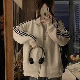 Áo Khoác Nỉ Bông 3 Sọc Nam Nữ From Rộng APT Unisex Áo Khoác Thể Thao Chất Vải Nỉ Bông Dày 6