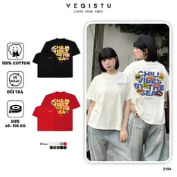 Áo thun BOXY Local Brand VEQISTU "Chill Vibes" Áo Thun Boxy Form Rộng Unisex Nam Nữ Tay Ngắn  250Gsm Cotton 1