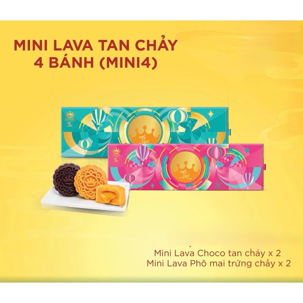 BÁNH TRUNG THU KINH ĐÔ MINI LAVA TAN CHẢY (HỘP 4 BÁNH) - HÀNG CHÍNH HÃNG