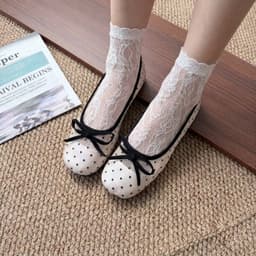 Giày Bệt Nữ - Giày Búp Bê Mary Jane Ren Nơ Chấm Bi Nữ Tính Thanh Lịch Dễ Phối Đồ - N0029-HH4 4