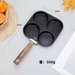 Chảo men chống dính 4 ngăn cán gỗ chiên trứng rán thịt đa năng 3