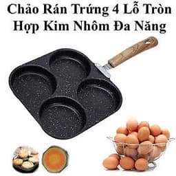 Chảo men chống dính 4 ngăn cán gỗ chiên trứng rán thịt đa năng 7