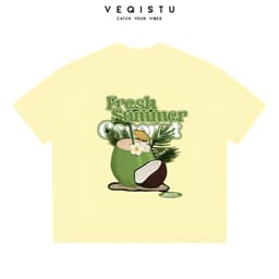 Áo thun BOXY Local Brand VEQISTU "Sò + Dừa" Áo Thun Boxy Form Rộng Unisex 250Gsm Cotton 5