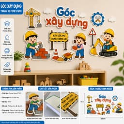 Bộ Bảng Các Góc Mầm Non Trang Trí Lớp Học Cho Bé, Tranh Góc Fomex 5mm Decal Có Sẵn Keo Dán (6641) 8