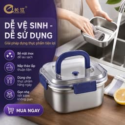 Hộp Đựng Thực Phẩm Inox 1800ml Quai Xanh Có Nắp Khóa Kín, Hộp Cơm Inox Giữ Nhiệt Đựng Đồ Ăn Đi Làm 2