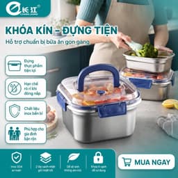 Hộp Đựng Thực Phẩm Inox 1800ml Quai Xanh Có Nắp Khóa Kín, Hộp Cơm Inox Giữ Nhiệt Đựng Đồ Ăn Đi Làm 9