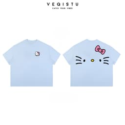 Áo thun BOXY Local Brand VEQISTU "Mèo Râu" Áo Thun Boxy Form Rộng Unisex Nam Nữ Tay Ngắn  250Gsm Cotton 1